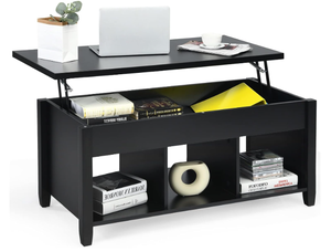 Table basse en bois avec rangement en noir, design moderne pour chambre à coucher, salon, villa, meubles de maison - Product Image 2