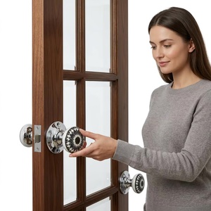 Pomo de Puerta Moderno de Porcelana con Patrón Blanco y Negro, Base Cromada, Tirador para Muebles, Ecológico, Ajustable, Duradero, para Hogar y Oficina - Product Image 1