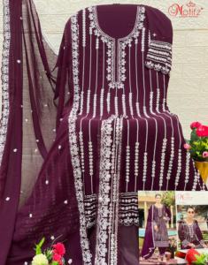 Impresionante Traje Tradicional Indio para Mujer, Shalwar Kameez de Tela Georgette con Bordados, Parches y Dupatta, Ideal para Fiestas - Product Image 5