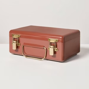 Glossy Pink <b>Metal</b> <b>Trunk</b> Rectangular Classic Design With Lid Glossy Finish 1 Layer <b>Storage</b> Container - Product Image 3