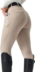 Pantalones de equitación personalizados para mujer, pantalones de equitación de asiento completo, pantalones de equitación de cintura alta con bolsillos - Product Image 3