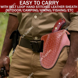 Nouveau design Couteau tactique de survie et de camping à lame fixe en acier Damas avec manche en bois personnalisable, longueur 8 pouces, vente en gros, faible MOQ - Product Image 4