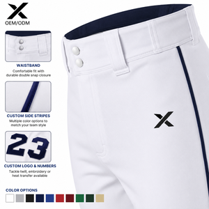 Pantalones de Béisbol X Sports City Estilo Profesional con Dobladillo Abierto, 100% Poliéster, Transpirables, que Absorben la Humedad, Corte Regular, Diseño Sólido - Product Image 4