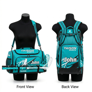 Women Floorball Gear Bag High Quality 600D Polyester GSM Purple Panels Sublimation Printed CustomLogo Dual Carry <b>Backpack</b> Duffel - Product Image 4