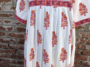 Vestido Indio 2026 de Algodón 100% Estampado a Mano, Cuello en V, Manga Larga, Túnica Casual y Vestido Largo a Precio de Fábrica - Product Image 4