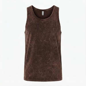 Wholesale Brown Vintage Mineral Acid Wash Tank <b>Top</b> <b>Men</b> Heavy Cotton Fitness <b>Muscle</b> Vest Custom Brand Apparel Manufacturer - Product Image 1
