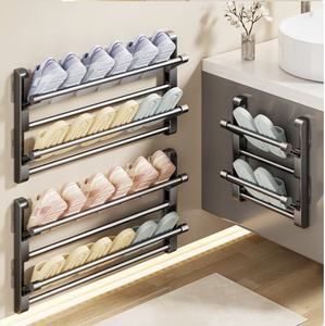OEM/ODM Modern Bathroom Corner Plastic Slipper Storage Rack Foldable <b>Wall</b> Mounted <b>Shoe</b> <b>Holder</b> for Shower Door Back Use - Product Image 1