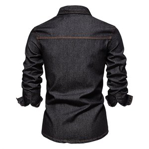 Camisa de Mezclilla para Hombre, Estilo Occidental, Color Azul Claro Lavado, 100% Algodón, Cuello Camisero, Personalizable, Ecológica - Product Image 6