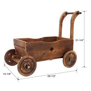 Fioriera Mobile da Giardino in Legno con 4 Ruote, Maniglia e Foro di Drenaggio, Vaso Decorativo per Interni - Product Image 4