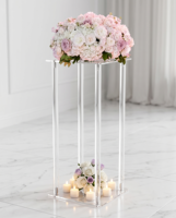 Hermoso Soporte Cuadrado de Acrílico Moderno para Exhibición de Flores - Fácil de Montar con Función de Almacenamiento para Centros de Mesa en Bodas y Eventos