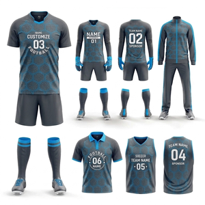 Conjunto de Uniforme de Fútbol Personalizado, Camiseta y Pantalones Cortos, Nombre y Logotipo del Equipo Personalizados, 100% Poliéster, Transpirable, Antibacteriano, para Entrenamiento y Partido - Product Image 1