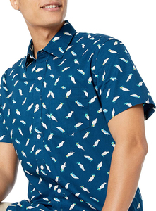 Anti-Wrinkle Breathable Knitted Cotton Plus Size Men's Casual <b>Half</b> Sleeve Covered <b>Button</b> Summer <b>Shirt</b> Custom Hawaiian Printing - Product Image 6