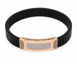 18KT <b>Solid</b> <b>Gold</b> Black Ceramic Diamond <b>Bracelet</b> for Men High Polish Luxury Geometric Design Wedding Party Gift Fine Jewelry - Product Image 4