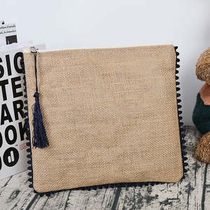 Bolsa de Cosméticos de Yute Hecha a Mano con Cierre, Bolsa de Viaje Reutilizable para Maquillaje - Product Image 5