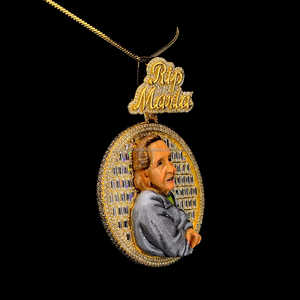 Colgante de memoria helado chapado en oro y plata 925 personalizado de Hiphop con diamante de moissanita VVS Características Nombre personalizado Bail IGI Certified - Product Image 4