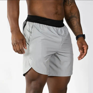 Shorts de sport pour hommes de haute qualité, nouvelle collection, respirants, en maille unie, taille haute, avec empiècements, recyclés, séchage rapide - Product Image 6
