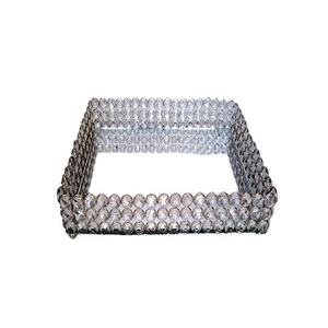 hot sale luxury Circular Shape Metal <b>Mirror</b> Shining Finished Food Serving Tray <b>With</b> <b>Crystal</b> Beaded Border For Sale - Product Image 1