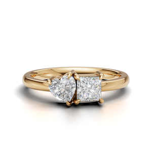 IGI Certified Lab Grown Diamond Toi Et Moi <b>Ring</b> 18K Yellow / White & Rose Gold Princess & Heart Shape Engagement <b>Ring</b> For Women - Product Image 1