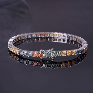 Bracelet tennis en argent 925 avec moissanite arc-en-ciel, serti en canal, bijoux de luxe pour femme, à porter au quotidien - Product Image 2