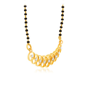 Elegante Collar Mangalsutra Chapado en Oro Rosa con Cuentas Negras y Colgante de Diamante de Corte Redondo Cultivado en Laboratorio - Product Image 2