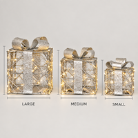 Décorations de Noël d'usine : Coffret cadeau rectangulaire lumineux en fer forgé, style campagnard européen et américain, pour sapin de Noël