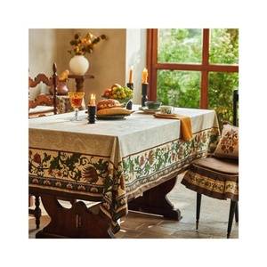 Cotton Gradient Table Cloth Manufacturer Green Layered Embroidered Waterproof Oil Resistant Bulk OEM Private Label Supply - Product Image 5