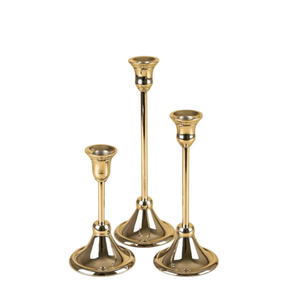 Porte-bougies coniques en or de luxe, style vintage, en métal, pour la décoration de table moderne, centre de table de mariage et Noël - Product Image 1