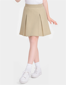 Jupes-Shorts Scolaires Kaki pour Filles en Polyester et Spandex, Plissées, Taille Élastique, Faciles à Enfiler - Product Image 1