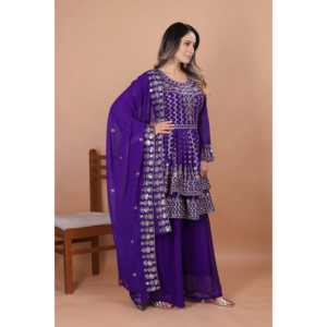 Traje Sharara XL para Fiesta con Bordado de Lentejuelas - Product Image 2