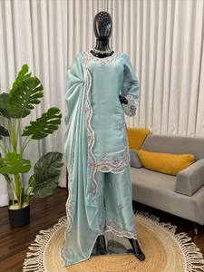 Conjunto de Salwar Kameez Bordado para Mujer con Dupatta, Atuendo Étnico Moderno de Secado Rápido para Fiesta o Boda - Product Image 3