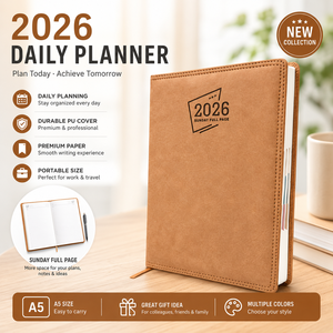 Agenda en cuir PU de qualité supérieure B5, carnet de planification quotidienne, calendrier de poche portable, logo personnalisé pour le bureau, l'école, les voyages - Product Image 4