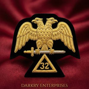 Parche Masónico del Rito Escocés Hecho a Mano con Hilo de Bullion, Insignia Bordada de Águila de Dos Cabezas Ordo Ab Chao para Uniformes de la AASR - Product Image 4