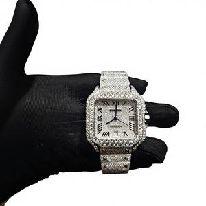 Montre de luxe pour homme entièrement sertie de diamants, cadran squelette, bracelet en acier, automatique, style Iced Out - Product Image 3