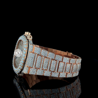 Montre mécanique de luxe en or rose sertie de diamants et de moissanite, mouvement ETA, idéale pour les soirées – Offre spéciale