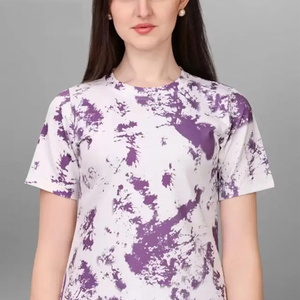 เสื้อยืดผู้หญิงลำลองลายพิมพ์ซับลิเมชั่นสำหรับฤดูร้อน ออกแบบได้ตามต้องการ แขนสั้น คอกลม สีพื้น ผ้าฝ้าย 100% ระบายอากาศได้ดี - Product Image 4