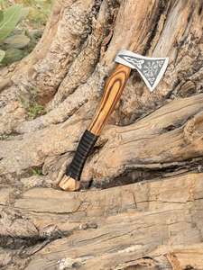 Thewizcrafts Custom 18" D2 Steel Splitting <b>Axe</b> Tomahawks Rosewood Handle Leather Sheath Outdoor Hunting Camping Gift Dad - Product Image 2