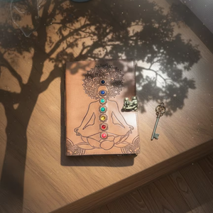 สมุดบันทึกหนังแท้ AAN Overseas Ventures Meditation Chakra พร้อมตัวล็อคโลหะ ทำมือ ของที่ระลึก สมุดจดบันทึก สมุดบันทึกจิตวิญญาณ ของขวัญ - Product Image 2