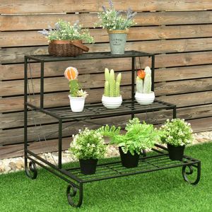 Étagère à plantes d'extérieur en métal à 3 niveaux pour plantes artificielles - Product Image 5