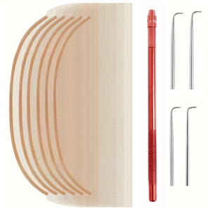 Kit de fabrication de perruques Lace Front avec aiguilles de ventilation en aluminium rouge et micro-aiguilles en acier de 4 tailles (1-1 à 3-4) pour tissage de cheveux - Product Image 1
