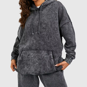 Dernières tendances : sweats à capuche en molleton de coton délavé pour femme, personnalisables pour la saison hivernale, avec impression personnalisée tricotée. - Product Image 3