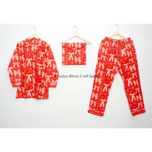 Hermoso conjunto de pijama de algodón con estampado de lazos, suave y ligero, para mujer, ideal para dormir en verano. - Product Image 6