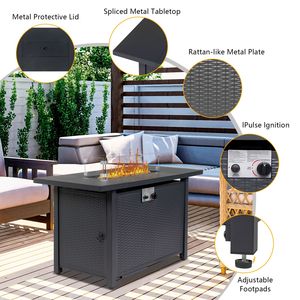 Tavolo da Esterno con Focolare a Gas da 43 Pollici in Pietra Vulcanica Nera, 50000 BTU - Product Image 6