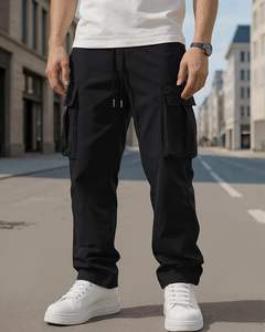 Pantalones Cargo de Lona Ligera de Cintura Alta para Hombre con Bolsillos Desgastados, Deportivos, Casuales y de Moda para Exteriores - Product Image 3