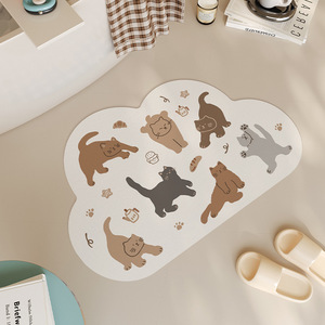 Alfombra de Baño con Estampado de Gato en Forma de Nube, Base de Goma Antideslizante, Diseño Moderno para Baño - Product Image 4