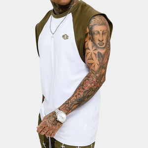 Men Sleeveless <b>Raglan</b> Tank <b>Top</b> Athletic Training Shirt Breathable Fitness Muscle Tee Custom Logo Summer Streetwear OEM Bulk USA - Product Image 5