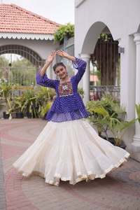 New trendy elegant navratri style fully stitched rayon <b>chaniya</b> <b>choli</b> with mirror work perfect for adults - Product Image 1