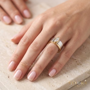 Bague de protection de luxe en argent sterling 925 avec moissanite marquise, couvre-bague Oura, bijou pour femme, accessoire de mode - Product Image 1