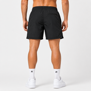 Shorts de sport pour homme Fi, noirs, à séchage rapide, taille mi-haute, avec cordon de serrage, couleur unie, en polyester tissé - Product Image 4
