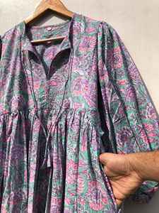 Vestido Midi Floral Tejido para Dormir, Hecho a Mano, de Algodón Lavable, con Cuello en V, Manga Larga y Cintura Natural, Regalo para Ella - Product Image 2