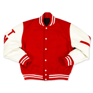 Chaqueta Varsity Personalizada con Logotipo, Estilo Casual Hip Hop Vintage, Chaqueta Bomber de Lana con Mangas de Cuero, Estilo Letterman para Invierno - Product Image 1